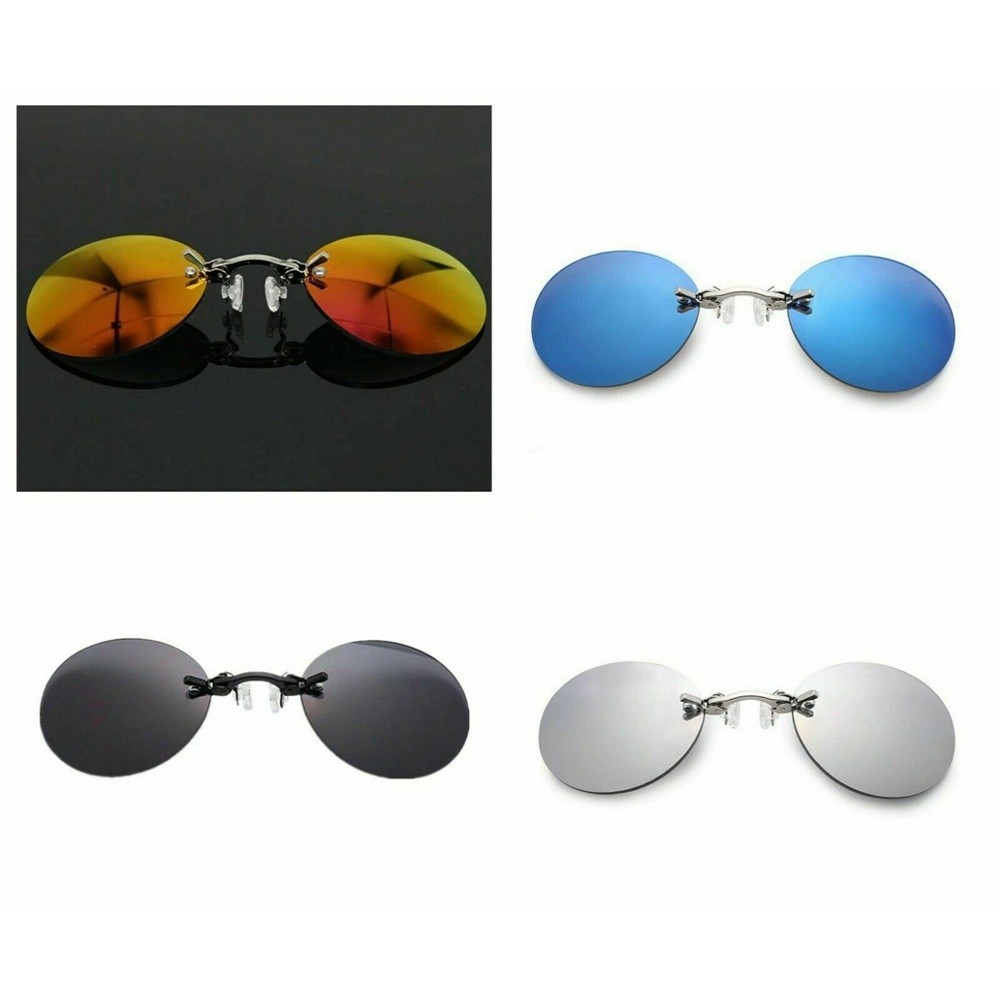 แว่นตาไร้กรอบสไตล์เรโทร แว่นหนีบจมูก แว่นกันแดดทรงกลม แว่นกันแดดวินเทจไร้กรอบ - รูปที่ 3