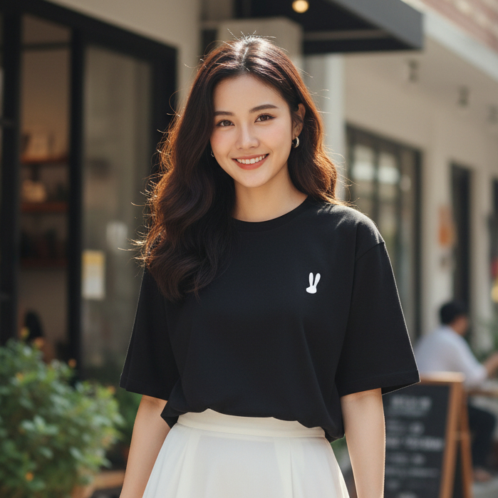 Brewing Happiness T-Shirt Cotton l เสื้อยืด Oversize l เสื้อยืดแขนสั้น l เสื้อยืดคอกลม l เนื้อผ้าคอตตอน l CASA LAPIN