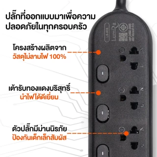 Plug Lumira LS-903/LS-904/LS-905 ปลั๊กไฟ ลูมิล่า/3เมตร/5เมตร/งานแท้ มี มอก. สายทองแดงแท้100% ปลอดภัย100% พร้อมเบรกเกอร์