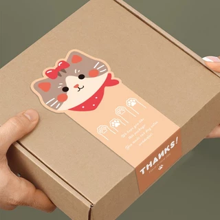 [พร้อมส่ง🇹🇭] สติ๊กเกอร์ขอบคุณ "THANKS!" ไดคัทหน้าแมว 3 แบบ (แพค 50 ดวง)