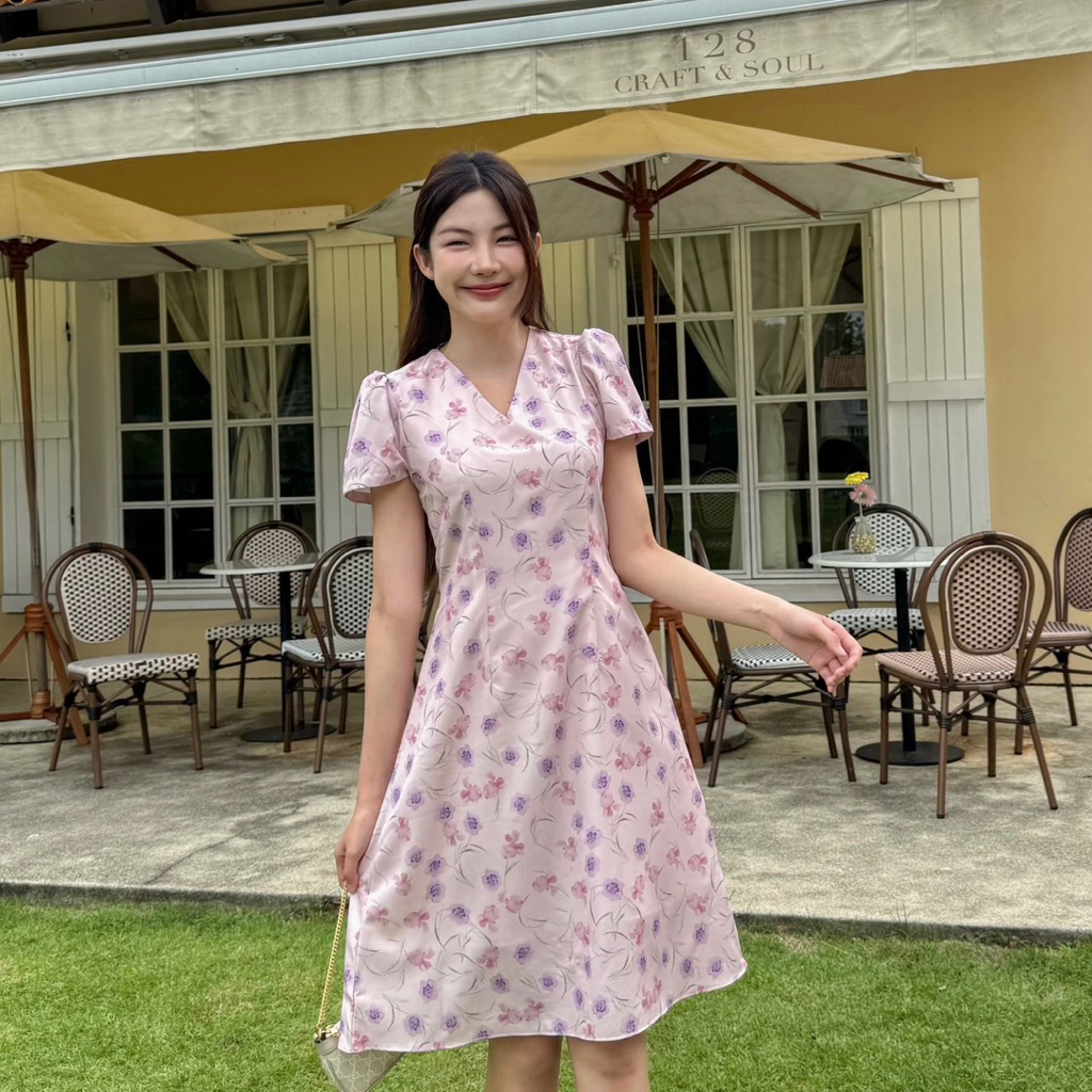 ✨👗 Lady dress   สีใหม่(ปรับลดความยาวฟรี **ระบุในโน๊ต) เดรสใส่เที่ยว ใส่ทำงาน ผ้าพริ้ว นุ่ม ลื่น มีซับในทั้งตัว
