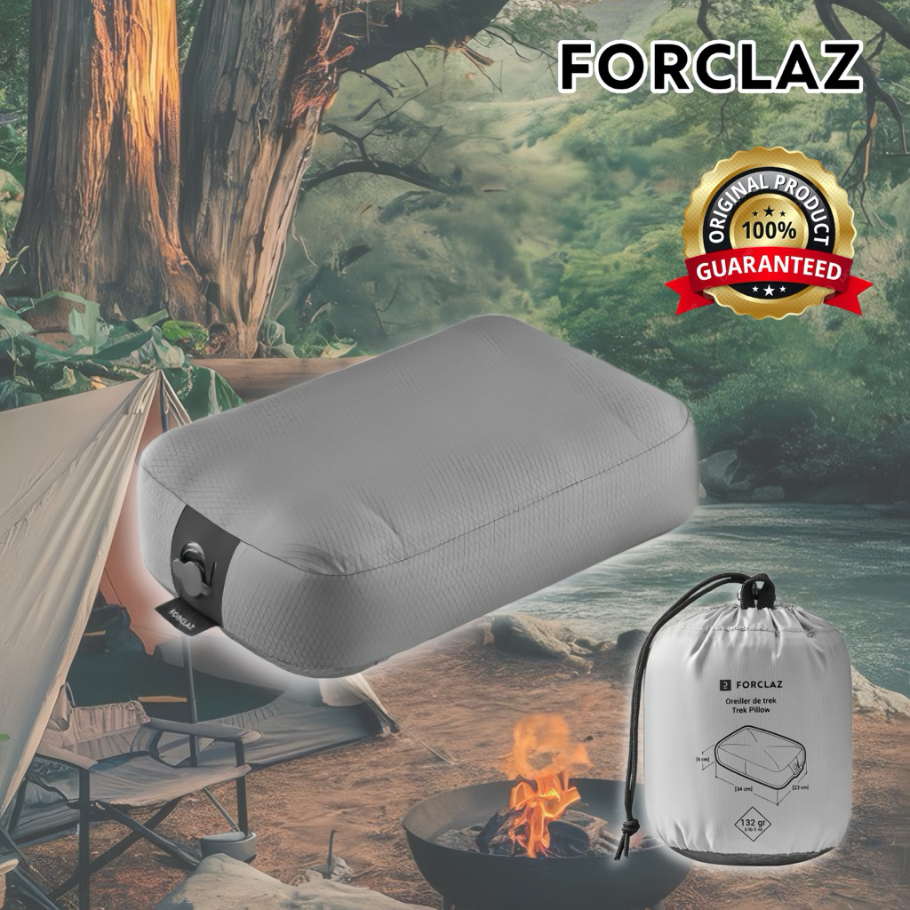 หมอนแคมป์ปิ้งแบบเป่าลม รุ่น MT500 (สีเทา) FORCLAZ