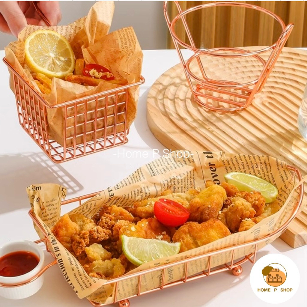 Home P Shop- ตะกร้าสแตนเลส สีโรสโกด์ ใส่ของทอด เฟร้นฟราย รูปที่ 5