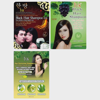 #ราคาต่อ 10 ซอง แชมพูปิดผมขาว แชมพูสมุนไพรย้อมสีผม IVS (1 ซอง ปริมาณ 25 มล.)