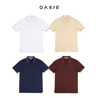 OASIS เสื้อโปโล โปโล ผู้ชาย แขนสั้น ผ้าคอตตอน สแปนเดกซ์ รุ่น…