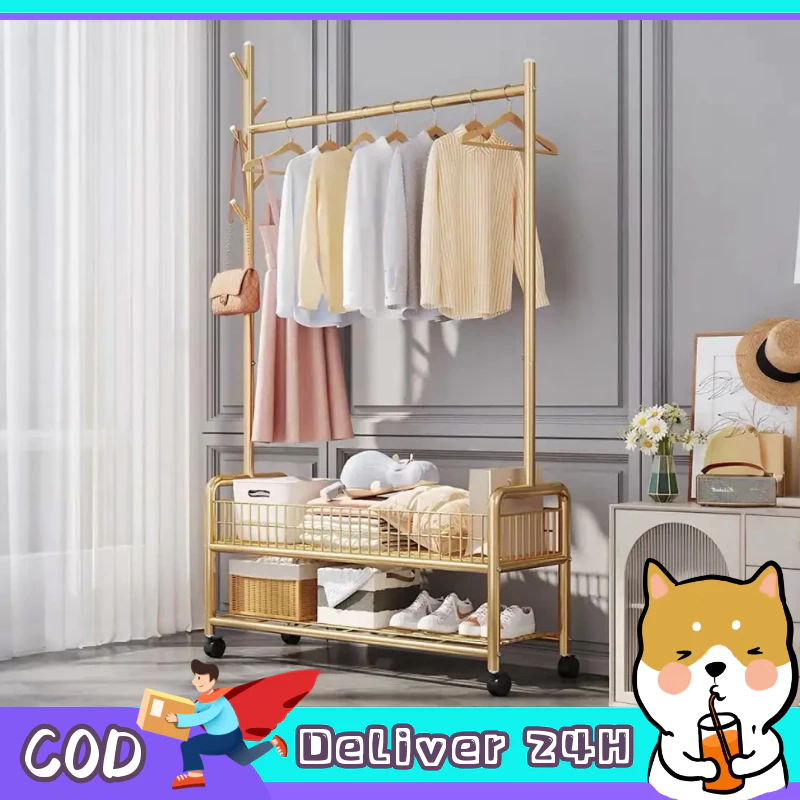 Dogegg🐶มีพร้อมส่ง ราวแขวนเสื้อ3in1อเนกประสงค์รุ่นใหม่ล่าสุด มีล้อเคลื่อนย้ายสะดวกพร้อมชั้นวางของสไตล์มินิมอล