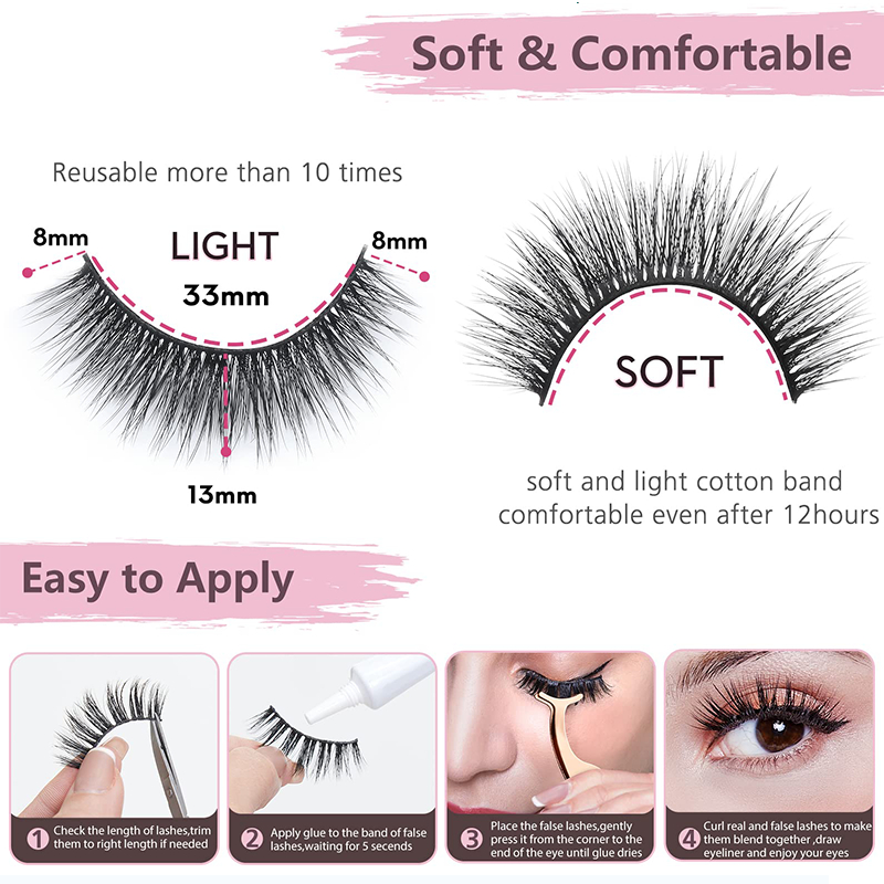 10 คู่ขนตาปลอมหนาปุย Faux Mink Lash, ขนตาคลัสเตอร์ม้วน,แฟชั่นผู้หญิง Natrual ยาวเต็มแถบขนตาปลอม Eye Lash Extension7-13mm ราคา ถูกที่สุด ดีลบีเคเค แกลเลอรีภาพที่ 4