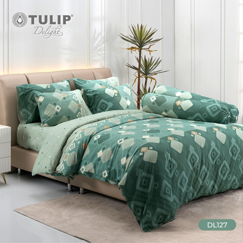 TULIP รุ่นTULIP Delight พิมพ์ลาย DL127 โทนเขียว ในสไตล์ที่เป็นคุณ ชุดเครื่องนอน ผ้าปูที่นอน ผ้าห่มนวม