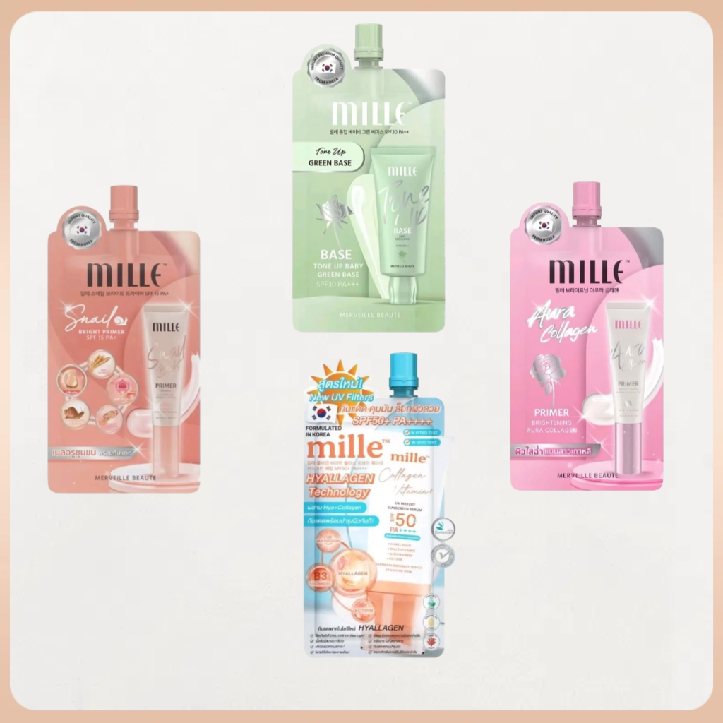 (ซอง) มิลเล่ ซุปเปอร์ ไวท์เทนนิ่ง โกลด์ โรส บีบี ครีม MILLE SUPER WHITENING GOLD ROSE BB CREAM SPF30 PA++ 6g