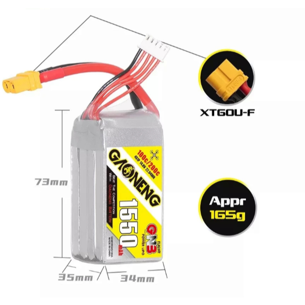 GAONENG lipo battery 2s1p 1550mah 7.4v