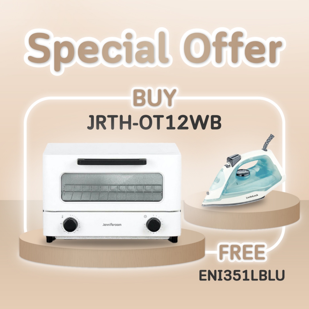 Jenniferoom เตาอบมินิมอล Compact Oven Toaster ขนาด 12 L รุ่น JRTH-OT12WB