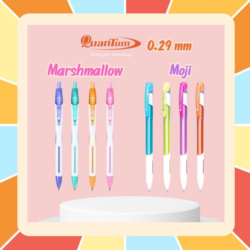 ปากกาลูกลื่น Quantum รุ่น Marshmallow และ Moji หัวเล็ก 0.29 มม. เส้นสวย เขียนลื่น เลือกสีได้ตามต้องการ และรุ่น M5 Maxx