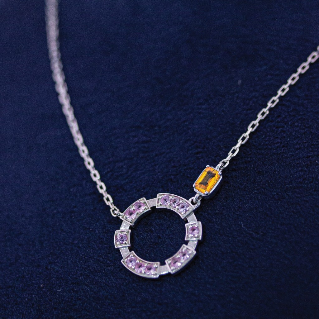 สร้อยคอแฟนซีพลอย Pink Sapphire ทองคำ 9K