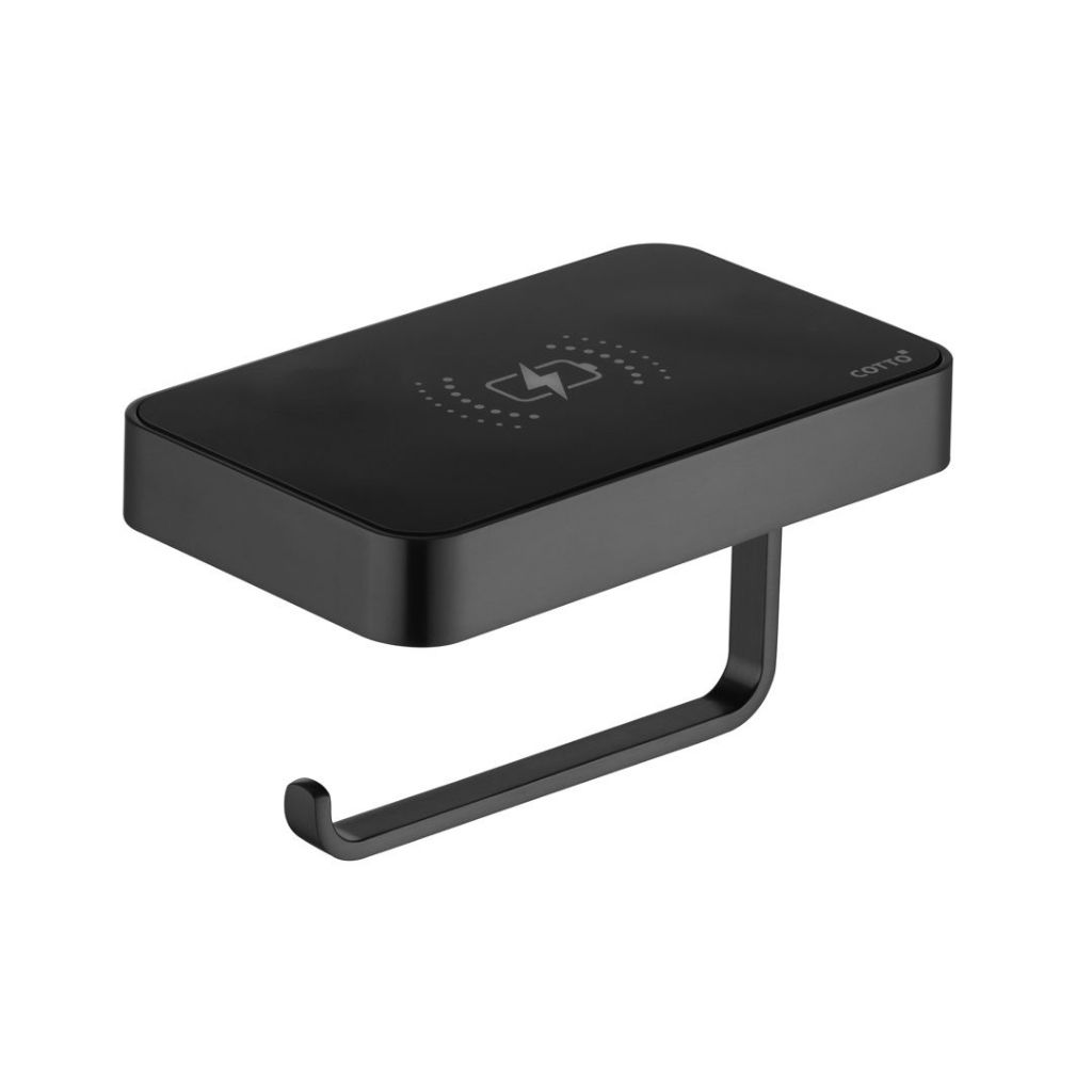 COTTO LENZO Series CT0320AC#GG ที่ใส่กระดาษทิชชู่พร้อมที่ชาร์จไฟ รุ่น เลนโซ่ Paper Holder with Wirel