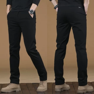 กางเกงขายาวชิโน่ ผ้ายืด ทรงกระบอก กางเกงสแล็คชาย เข้ารูปใส่สบาย CLASSIC PANTS สไตล์เกาหลี ผ้าดีพิเศษ ไม่ต้องรีด