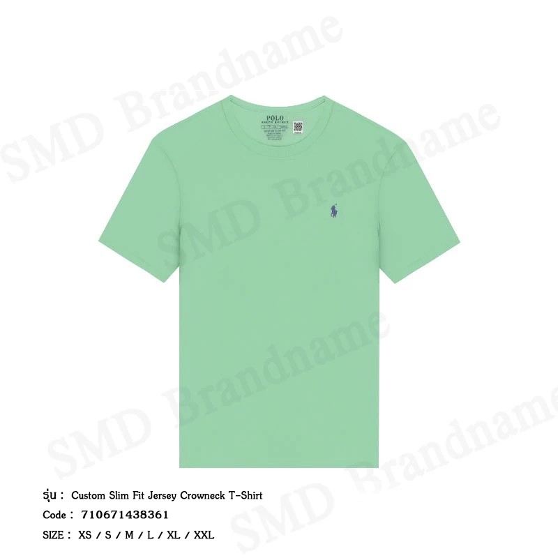 Polo Ralph Lauren เสื้อยืดคอกลมผู้ชาย รุ่น Custom Slim Fit Jersey Crewneck T-Shirt Code: 710671438361