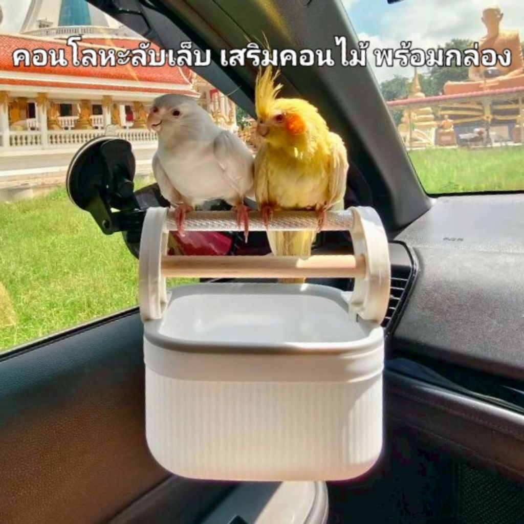 คอนนกโลหะลับเล็บติดกระจก พร้อมกล่องรอง ถ้วยอาหารคู่
