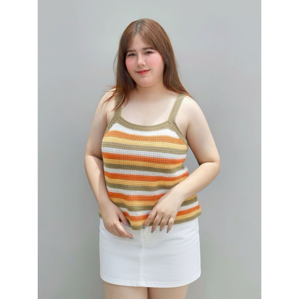 เสื้อไหมพรมถัก R18 หลังไขว้ อก 42-52 นิ้ว เสื้อไหมพรมสาวอวบ พลัสไซส์