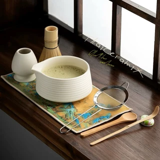 ThaiCeramiX【เซ็ต 5 ชิ้น】ชุดชามัทฉะญี่ปุ่นทรง chawan matcha set ชุดชงมัทฉะ ถ้วยชงชามัทฉะ ของขวัญ