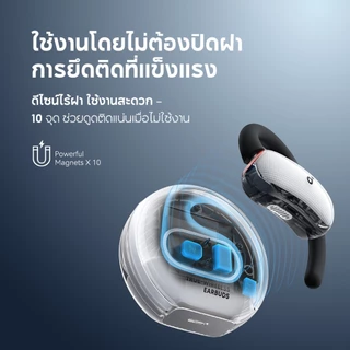 ANKER Soundcore V40i หูฟังบลูทูธ Open-Ear Earbuds ดีไซน์โปร่งใส เคสไม่มีฝา หูฟังบลูทูธไร้สาย เสียงเบสหนัก IP55 A3878