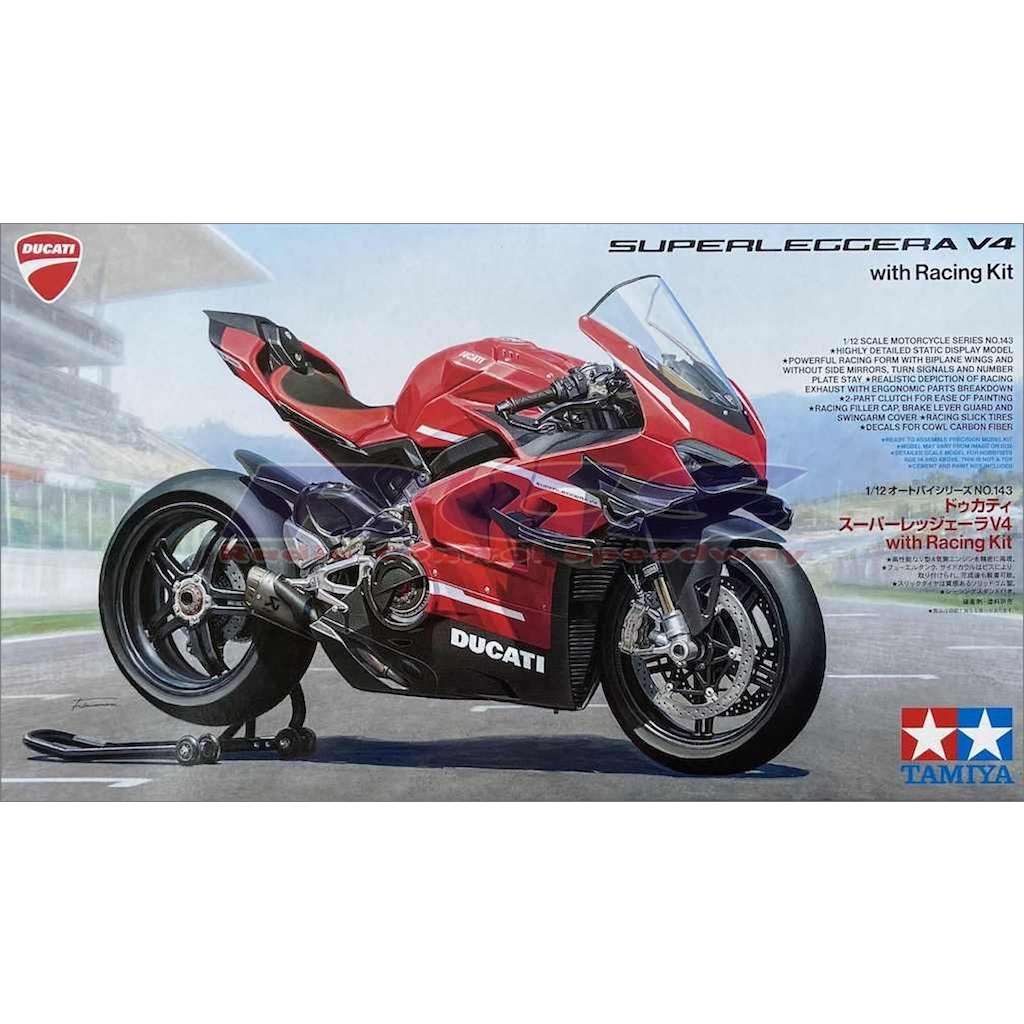 💥New💥🏆 TAMIYA 14143 ชุดประกอบจำลองมาตราส่วน 1:12 DUCATI SUPERLEGGERA V4 with Racing Kit สร้างทำสีเอง