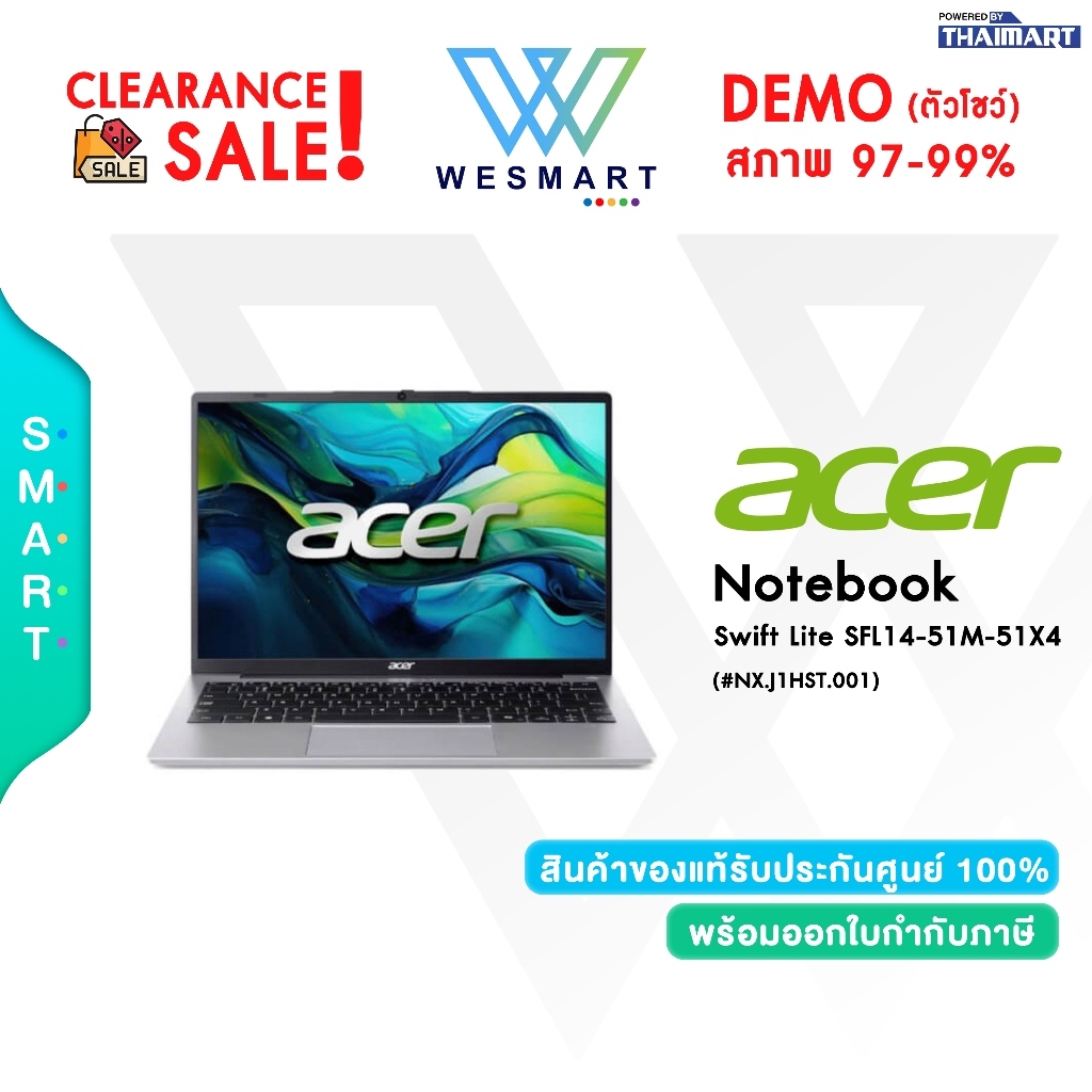 (Clearance0%) Acer Swift Lite SFL14-51M-51X4(NX.J1HST.001) IntelCoreUltra5/Warranty1Y #ตัวโชว์ #Demo
