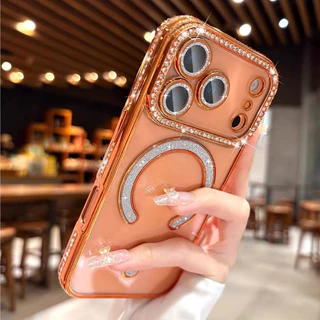 เคสกันกล้อง แต่งกลิตเตอร์ เคสแม่เหล็ก ชาร์จได้ สำหรับ iPhone 17 17Pro 17Air 17Promax 17e Pro max 15 14 13 12 11 Promax