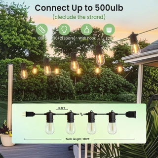 [จุดท้องถิ่น] S14 ไฟสตริงกันน้ำกลางแจ้งแบบเสียบปลั๊ก/หลอดไฟ LED พลังงานแสงอาทิตย์สำหรับตกแต่งสวน ให้บรรยากาศวันหยุด