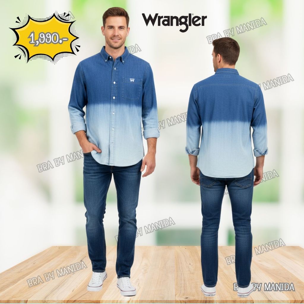 WRANGLER แท้ - WR W162F104 เสื้อเชิ้ตยีนส์ แขนยาวผู้ชาย ทรงตรง ใส่แล้วเท่สุด ๆ 😎 ราคาเพียง 1,790.- 🛒