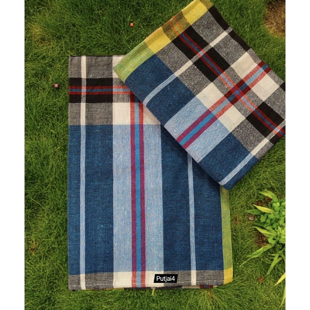 ผ้าขาวม้าผ้าฝ้าย 100% ตรารถไฟ  เย็บชายทุกผืน ผ้าดี ผ้านุ่ม สีไม่ตก ผ้าไม่หด ขนาดมาตราฐาน 80×190 cm - รูปที่ 4