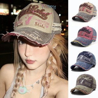 ร้านค้าไทย🔥หมวกเบสบอลวินเทจเย็บปักถักร้อยตัวอักษร Insสตรีทสไ…