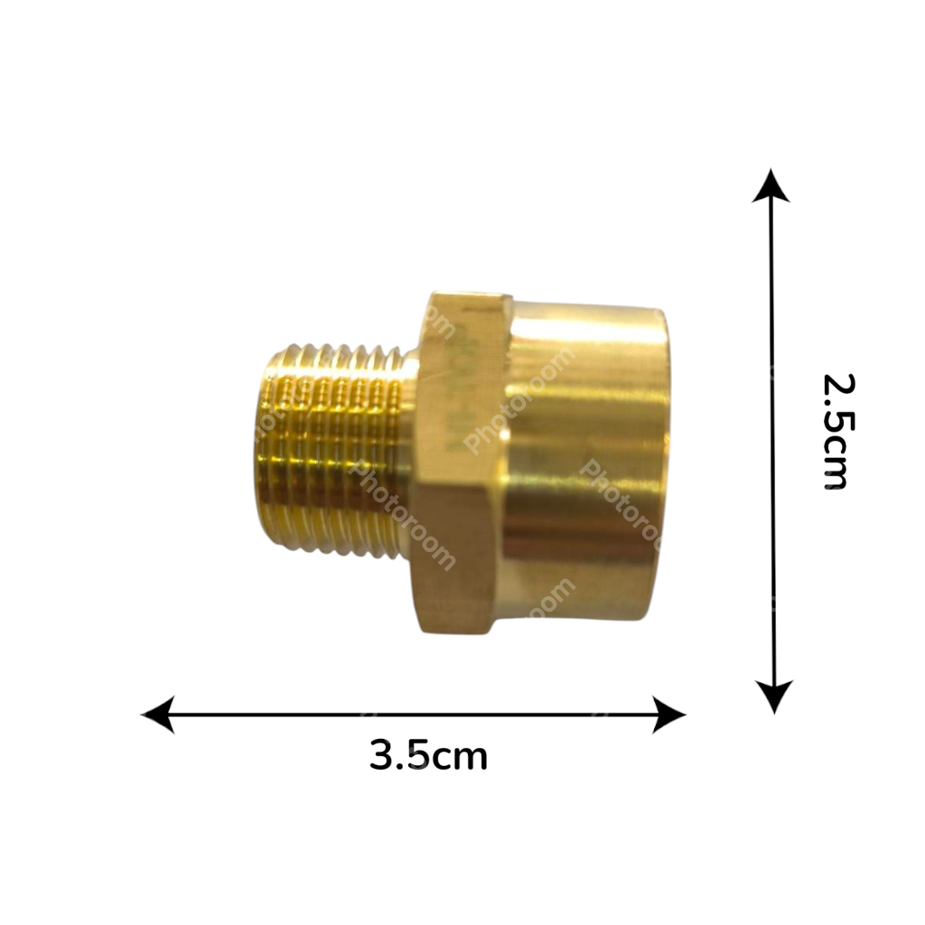 ข้อต่อตรงเกลียวใน+เกลียวนอก (เมีย-ผู้) ทองเหลือง FM4-3 (เกลียวใน4หุน-เกลียวนอก3หุน)