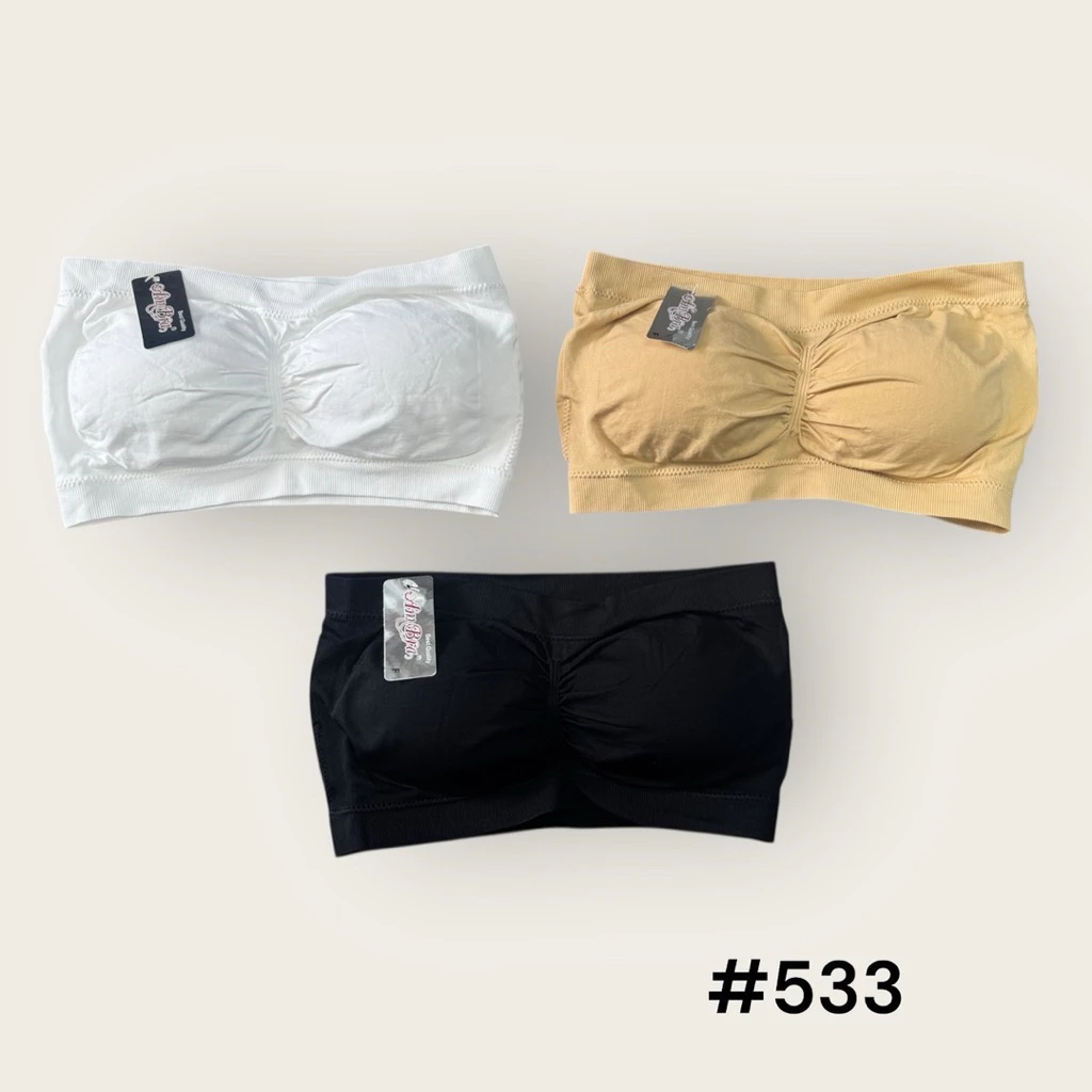 #533#เกาะอกเนื้อผ้าทอ มีฟองน้ำสามารถถอดออกได้ แบบสวม