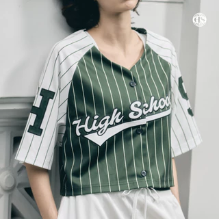 Highschool Sports Collection 2025 crop stipe baseball เสื้อเบสบอลครอป ลายทาง - OTG24567