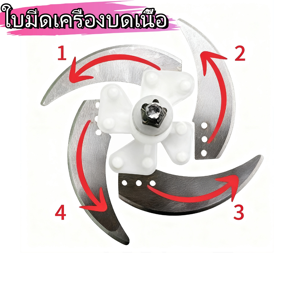 ใบมีดเครื่องบดเนื้อไฟฟ้า 2 ลิตร/3 ลิตร/5 ลิตร สำหรับเครื่องเตรียมอาหาร/เครื่องสับ/เครื่องบดเนื้อ อะไหล่ใบมีด สกรูคอลัมน์