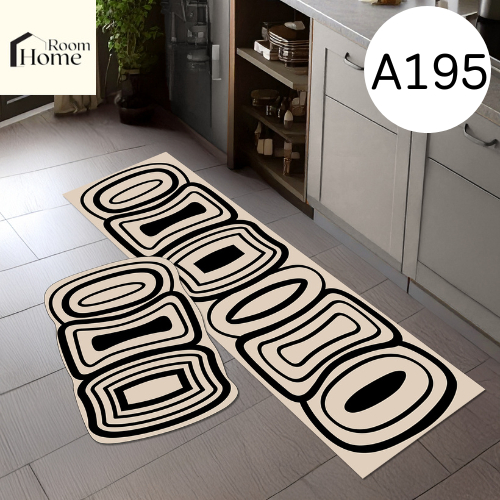 พรมเช็ดเท้า เซ็ตคู่ 2 ชิ้น (ไร้ขอบ) ลายโฮมมี่ homemie รูปร่างเรขาคณิต พรมห้องครัว พรม3D มีกันลื่น ทำความสะอาดง่าย - รูปที่ 5