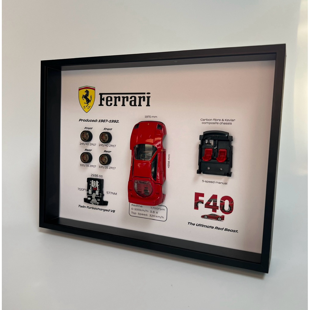 กรอบรูปตกแต่งห้อง รถพรีเมี่ยม Model - Ferrari F40 (พร้อมเครื่องยนต์)