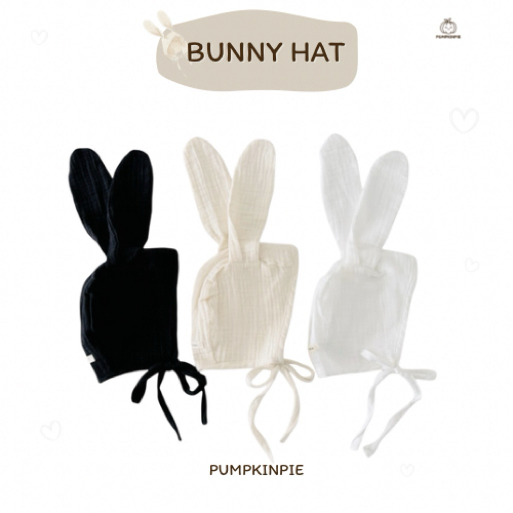 PUMPKIN หมวกเด็กผูกคาง หมวกเด็กหูกระต่าย ผ้ามัสลินน่ารัก Bunny hat