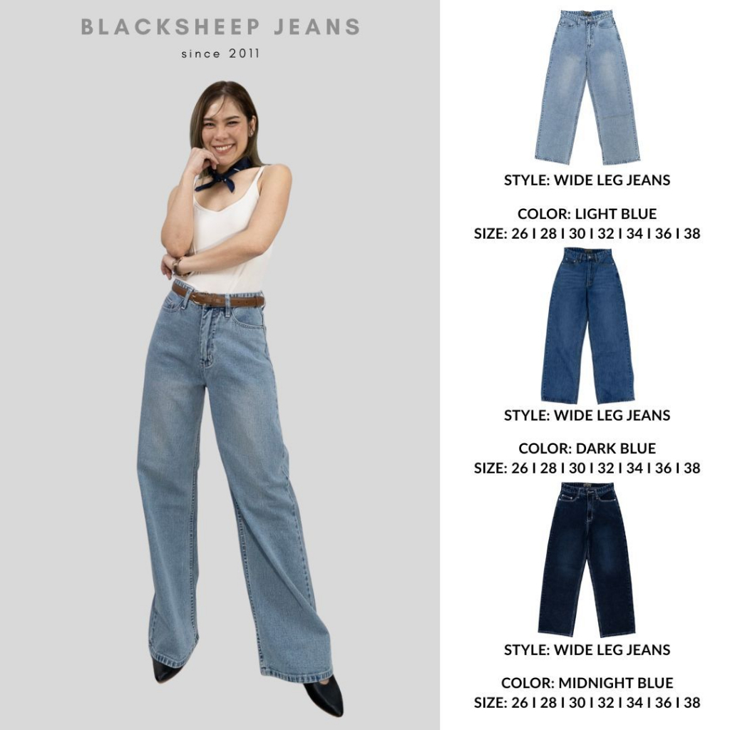 Blacksheep Jeans กางเกงยีนส์ขายาว ทรงกระบอกใหญ่ผ้าบาง 3 สีBWFWL-250903 BWPST-250501 BWFWL-250904
