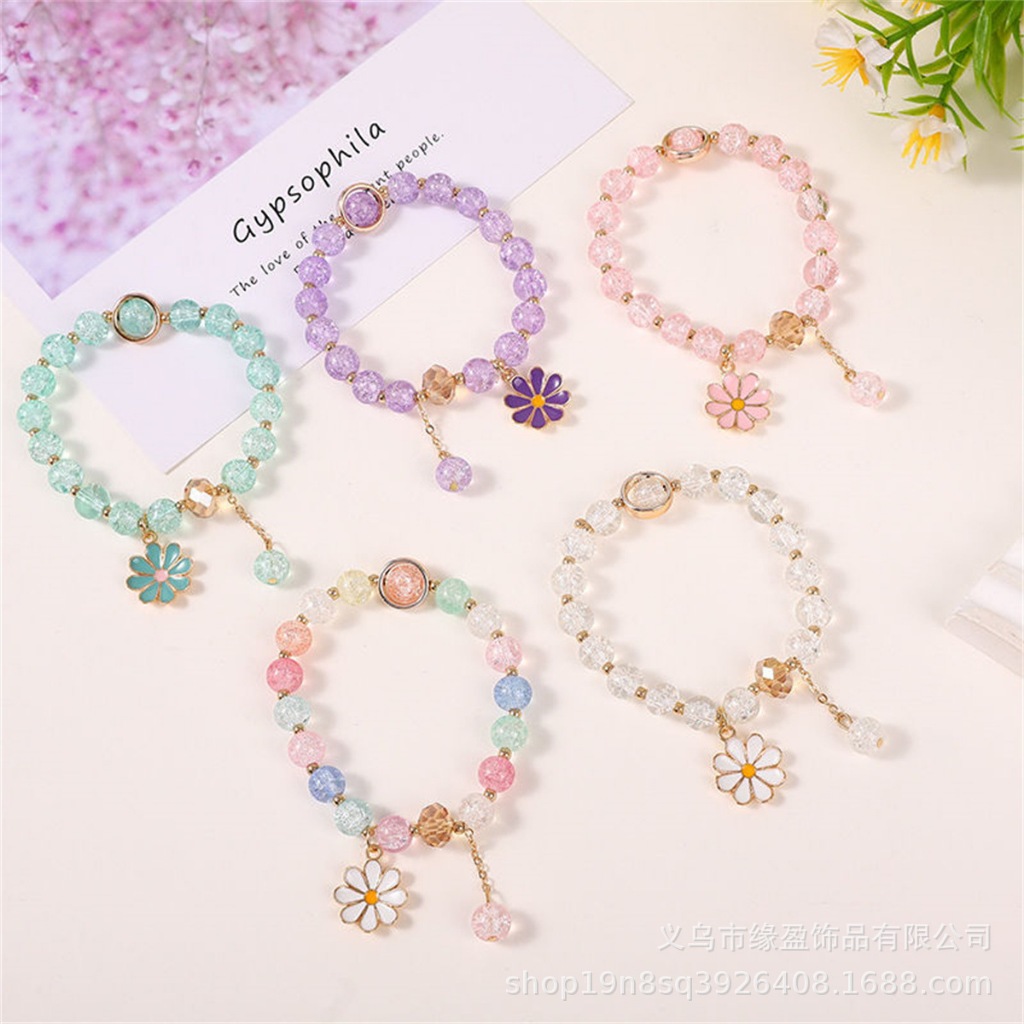 ของสวย ส่งไวจ้าสร้อยข้อมือคริสตัล ลูกปัด แต่งจี้ดอกไม้ รูปที่ 2