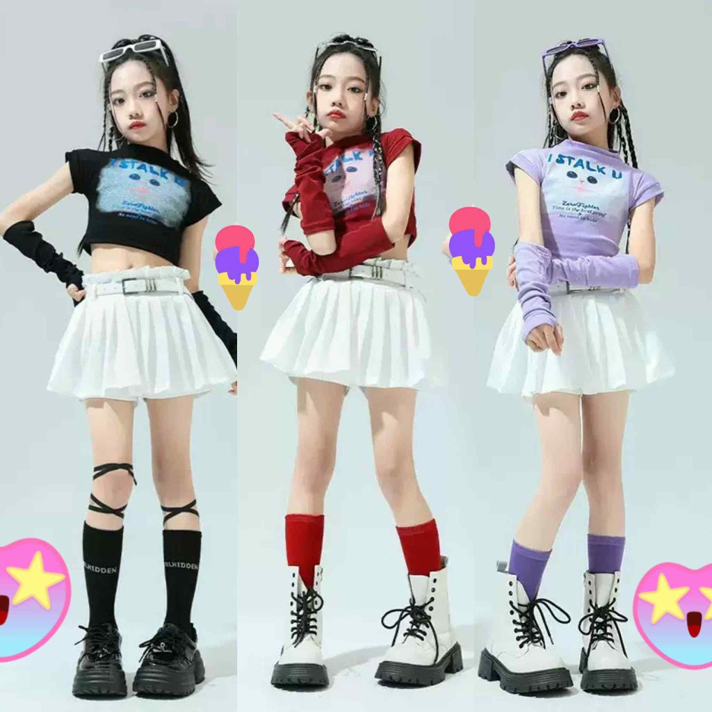 (สินค้าพร้อมส่งในไทย) ชุดเต้นเสื้อเต้นลายแมว สไตล์เกาหลี TKIAULS (แยกขาย)