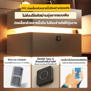 NexCub โต๊ะข้างเตียงอัจฉริยะ ไม้เนื้อแข็ง ไม่มีกลิ่น โต๊ะข้างเตียง N06 ชาร์จไร้สาย+USB+ลำโพง+กุญแจรหัส หนังพรีเมียม