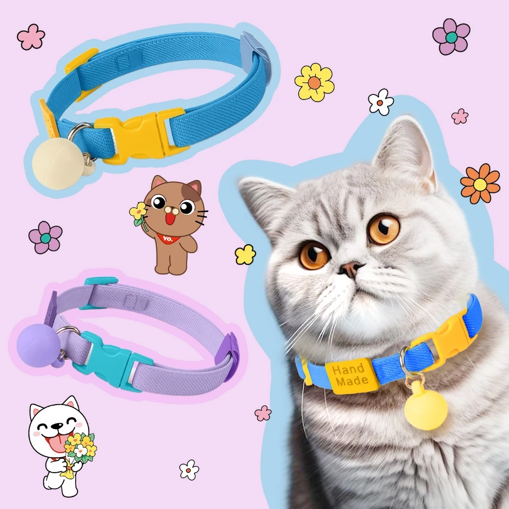yoyopet ปลอกคอสัตว์เลี้ยง สีพาสเทล นุ่มสบาย ปรับได้ thumbnail 5