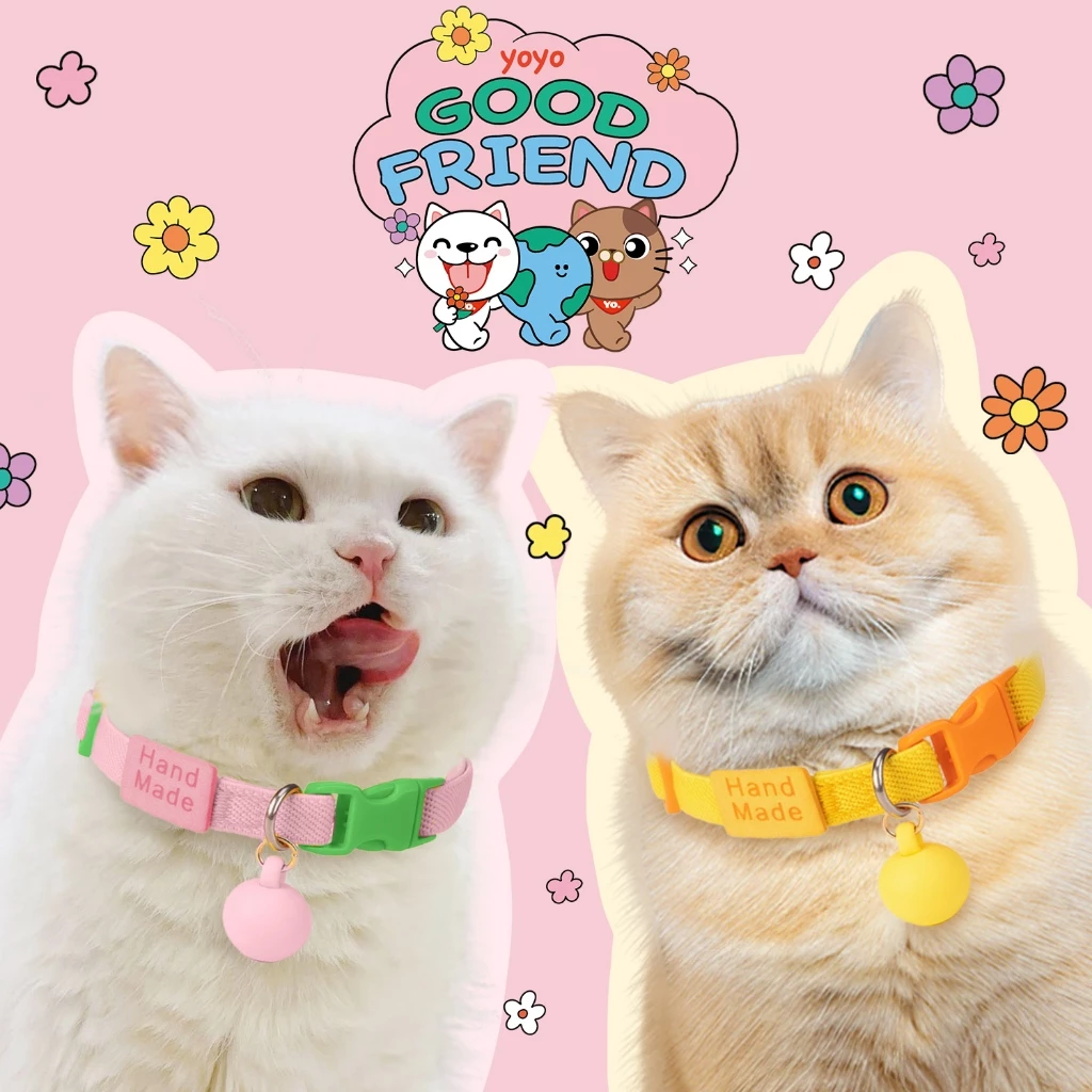 yoyopet ปลอกคอสัตว์เลี้ยง สีพาสเทล นุ่มสบาย ปรับได้ thumbnail 7