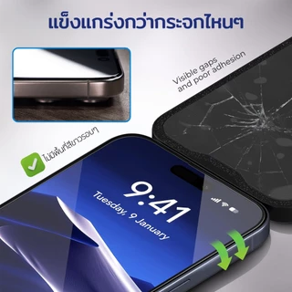 ELELAB ฟิล์มกระจกกันมอง Anti-Spy Privacy เต็มจอ กันรอยขีดข่วน สำหรับ iPhone 15-16 ทุกรุ่น Pro Max/Plus
