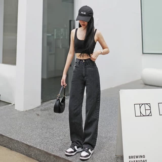 กางเกงยีนส์เอวสูงขากระบอก รุ่น Classy Denim