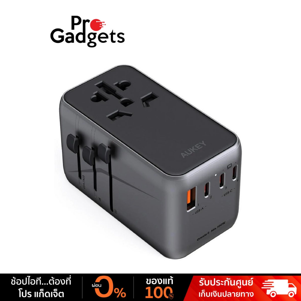 AUKEY PA-TA09 100W Universal Travel Adapter Black หัวแปลงปลั๊กไฟ