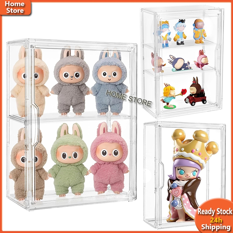 กล่องใส ตู้โมเดล ตุ๊กตา Cry Baby Labubu ของสะสม แบบแขวนผนัง กันฝุ่นกันความชื้น
