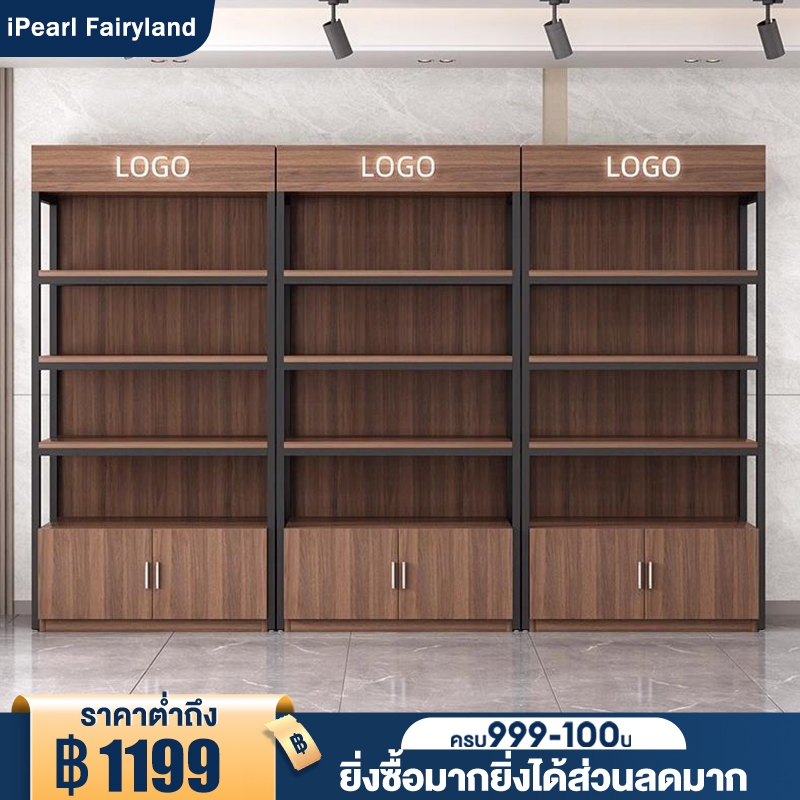 iF ชั้นวางของ 4ชั้น ชั้นวางของ สแตนเลส+ไม้ รับน้ำหนัก 800KG โครงเหล็กแข็งเเรงทนทาน