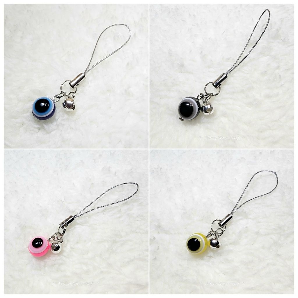 Phone charm >> EVIL EYE 🧿 ที่ห้อยมือถือ ที่ห้อยโทรศัพท์ พวงกุญแจ | เครื่องราง ปกป้อง | ของขวัญปัจฉิม